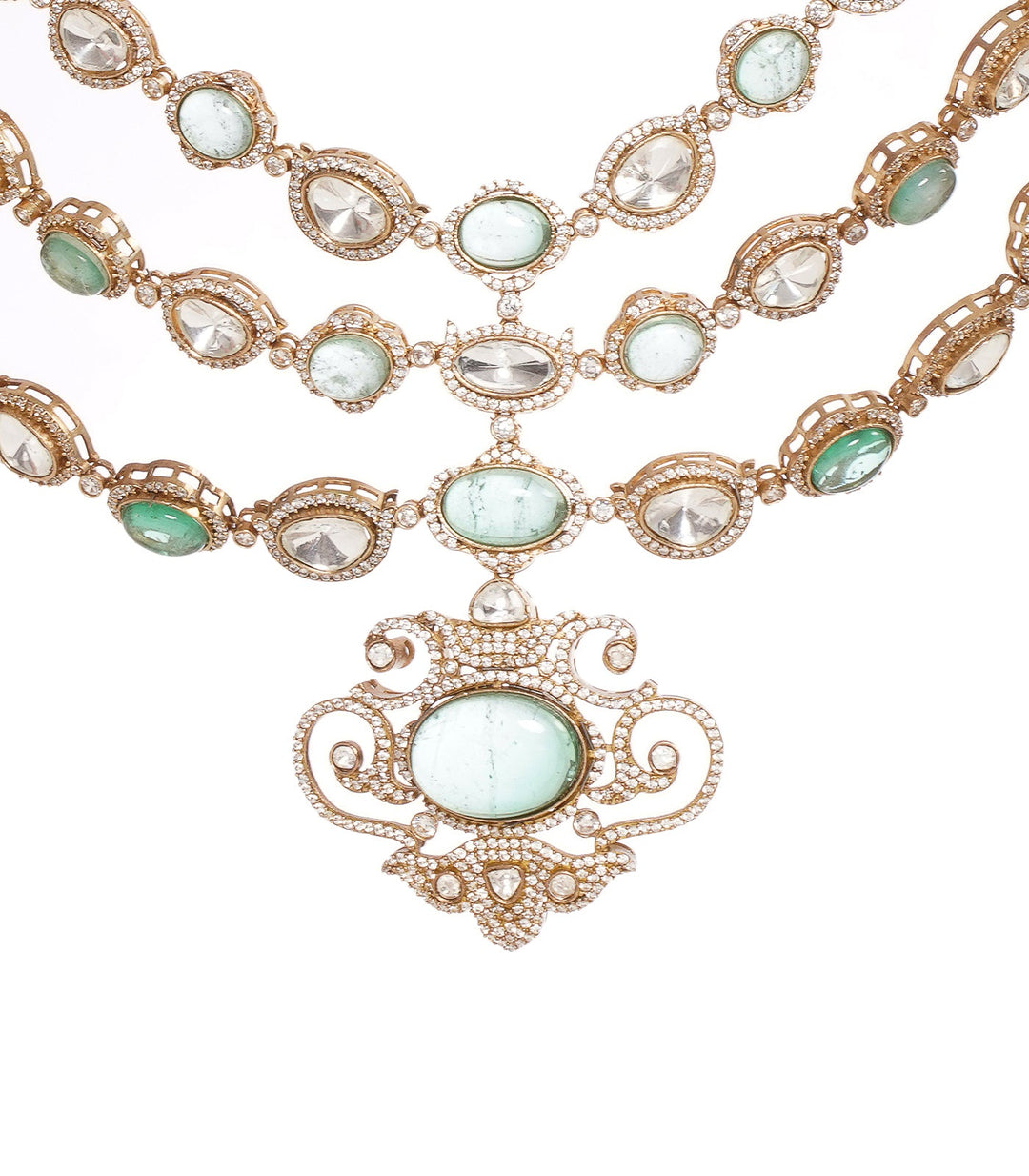 PANKTI MINT POLKI LONG NECKLACE