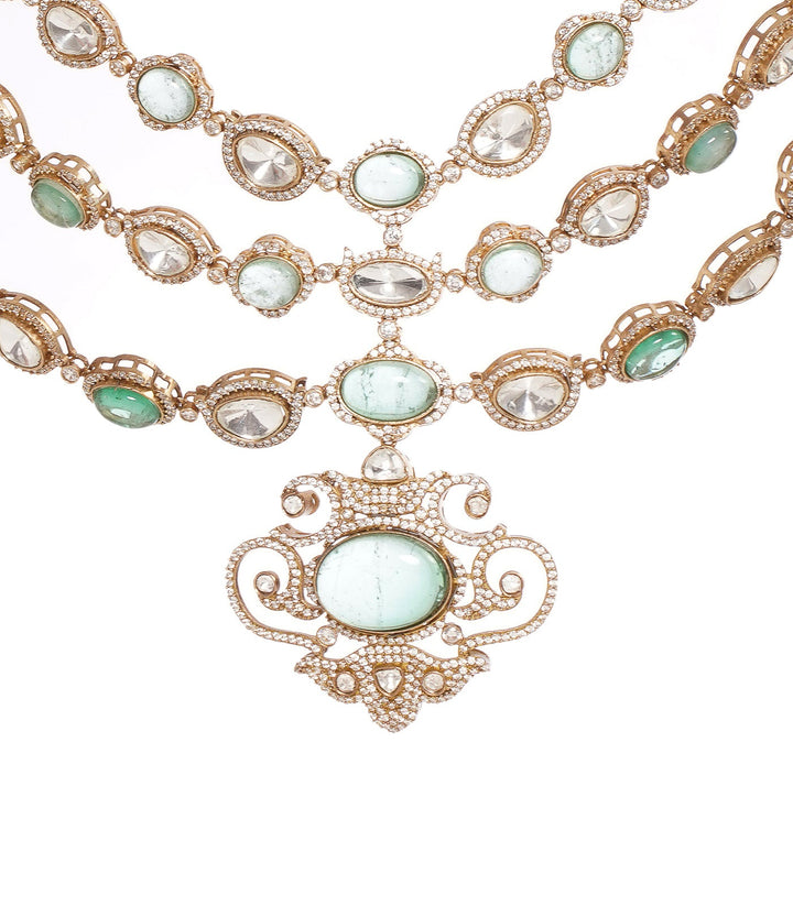 PANKTI MINT POLKI LONG NECKLACE