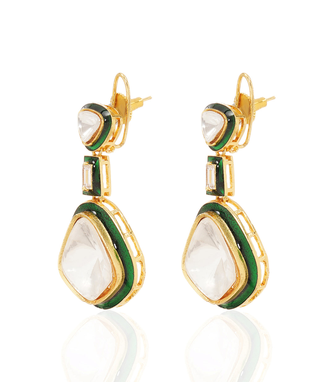 HEEMA GREEN POLKI STATEMENT EARRING