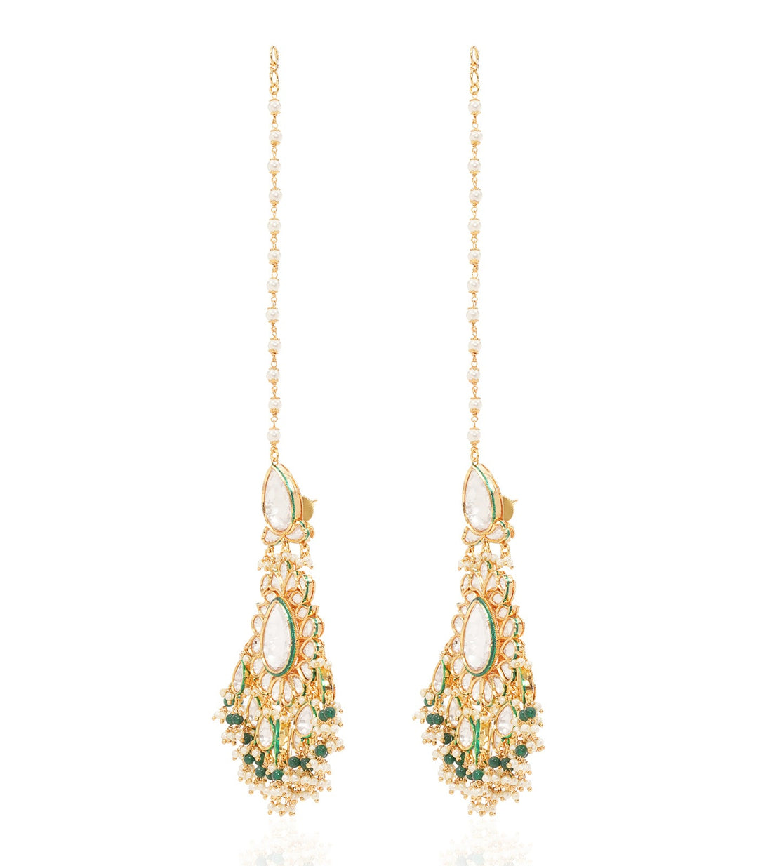 AANCHAL GREEN KUNDAN STATEMENT EARRING