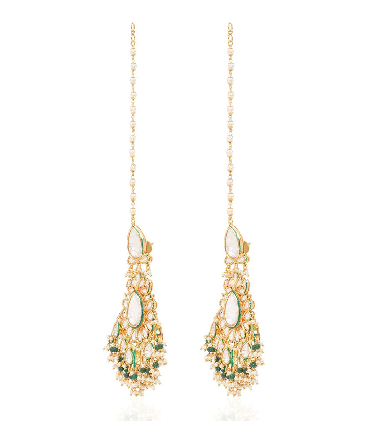 AANCHAL GREEN KUNDAN STATEMENT EARRING