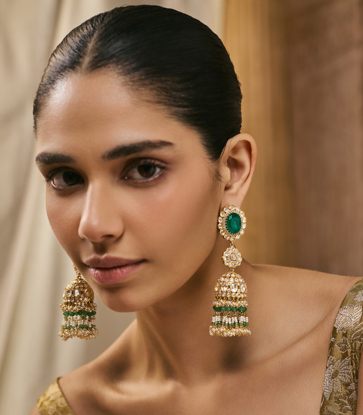 SIMRAN GREEN POLKI JHUMKA