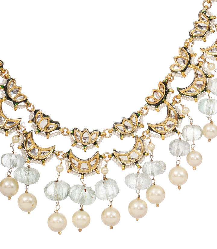 PAKHI GREEN KUNDAN LONG NECKLACE