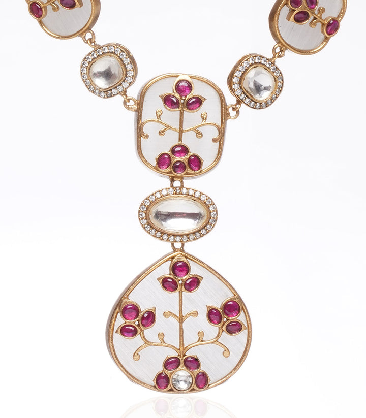 Lavanya Red Polki Necklace Set