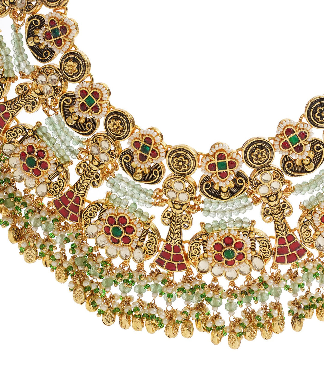 LATA RED & GREEN KUNDAN NECKLACE SET