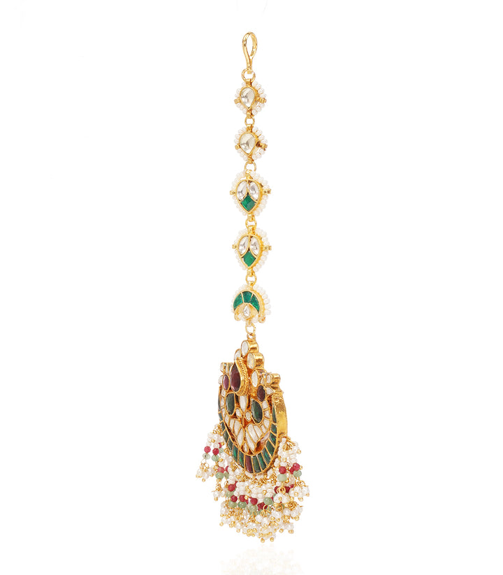 IQRA RED & GREEN KUNDAN TIKKA