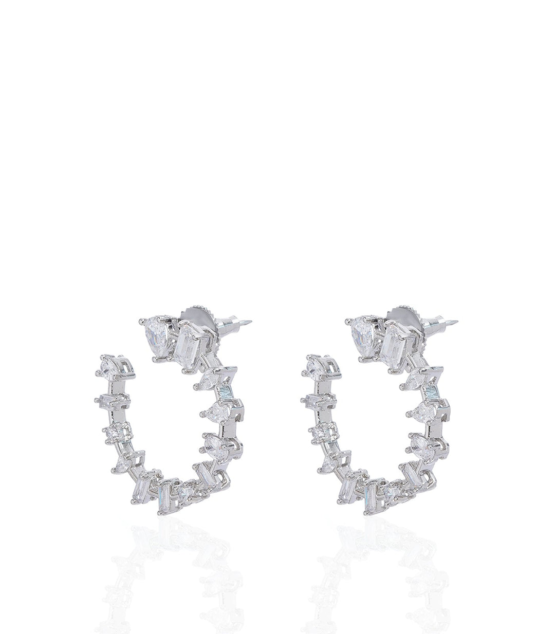 RUHI SILVER FINISH ZIRCON STUD