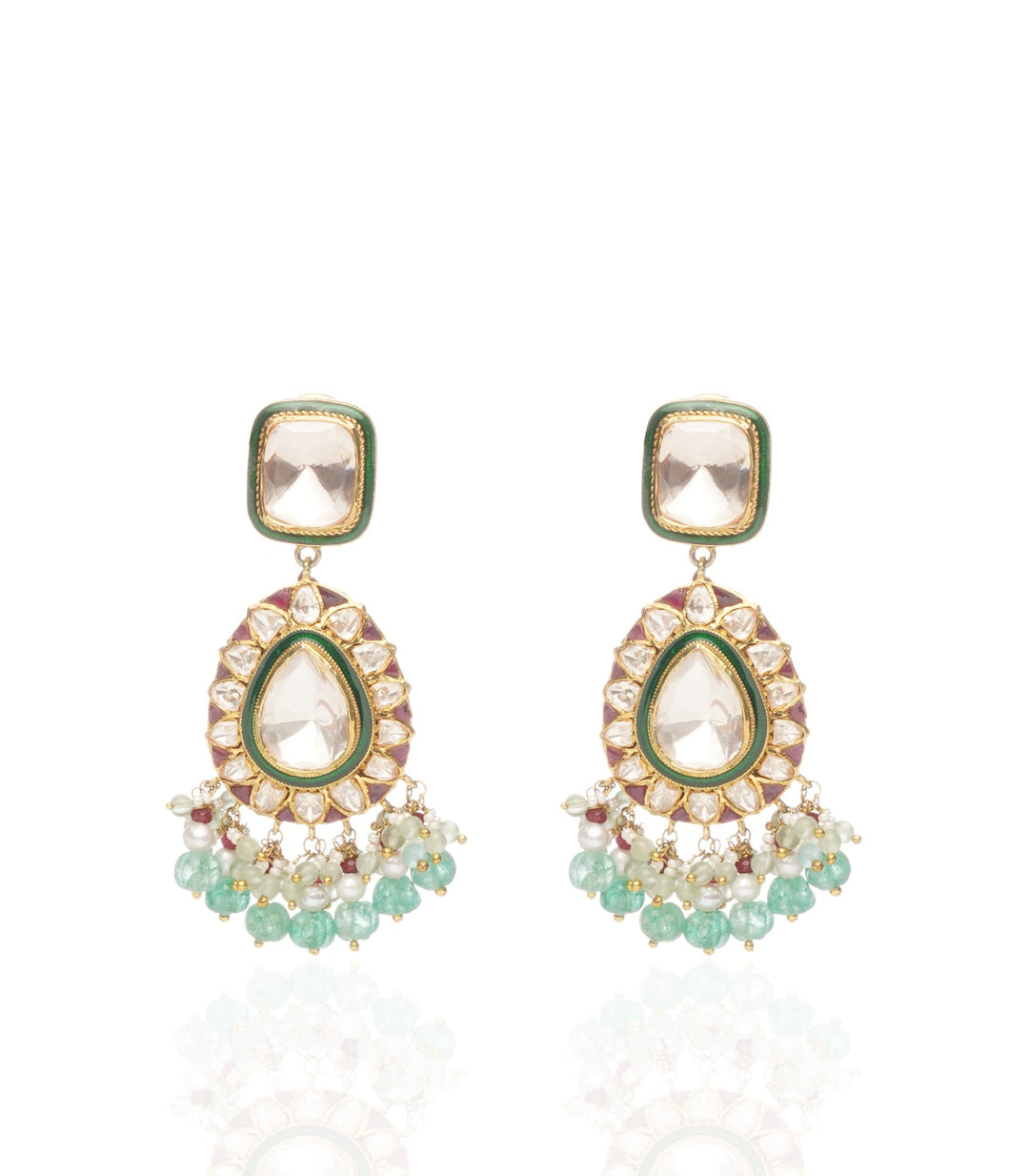 DIVYA MOISSANITE RED & GREEN  EARRING