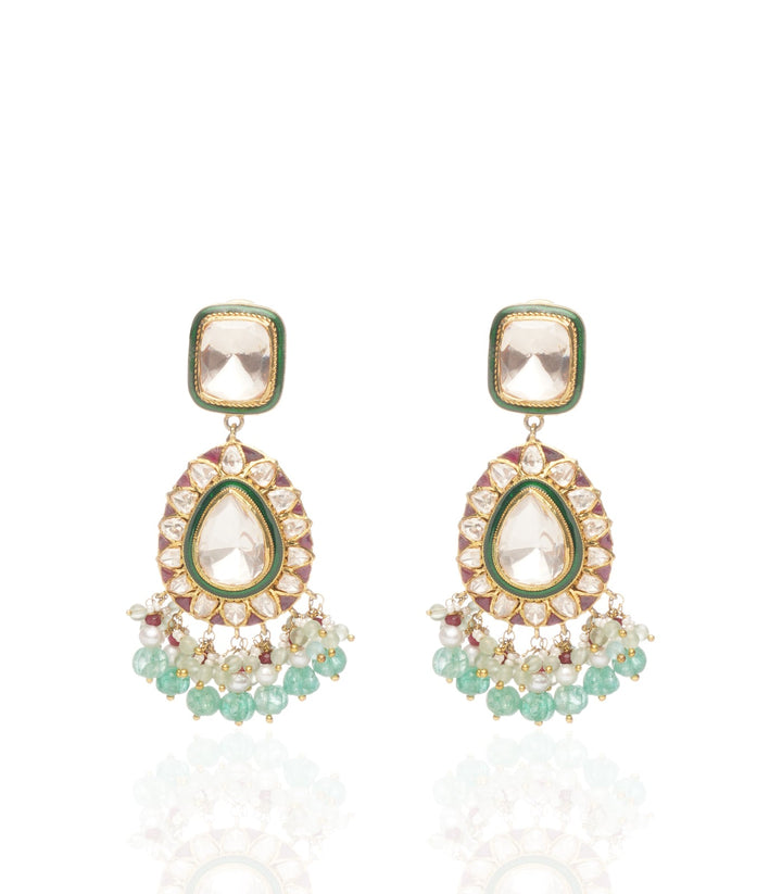 DIVYA MOISSANITE RED & GREEN  EARRING