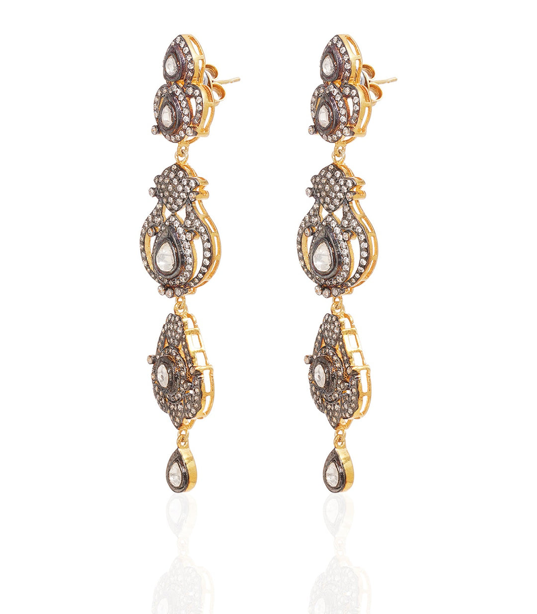 TVESHA ANTIQUE FINISH MOISSANITE STATEMENT EARRING