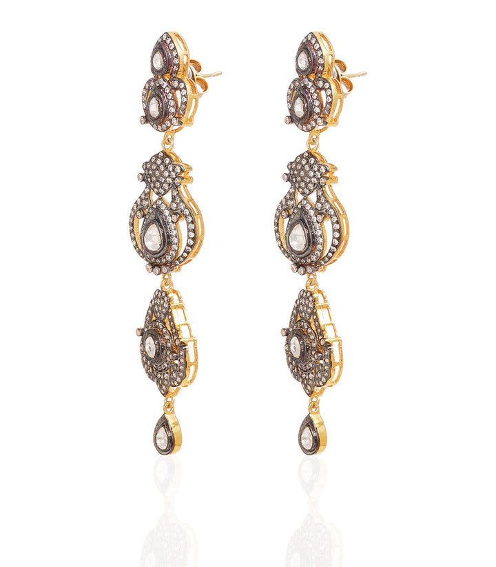 TVESHA ANTIQUE FINISH MOISSANITE STATEMENT EARRING