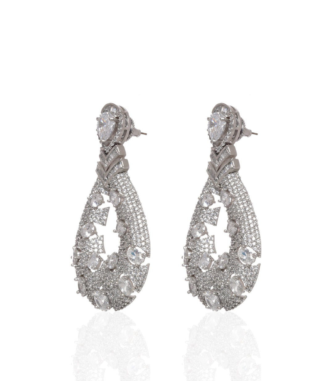 ANVITHA WHITE FINISH DIAMOND DANGLER EARRING