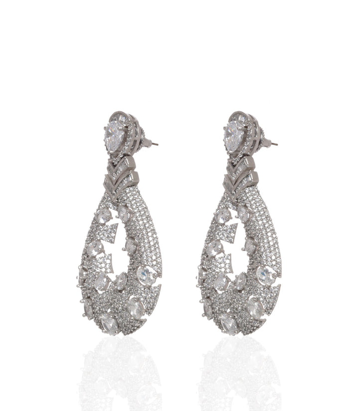 ANVITHA WHITE FINISH DIAMOND DANGLER EARRING