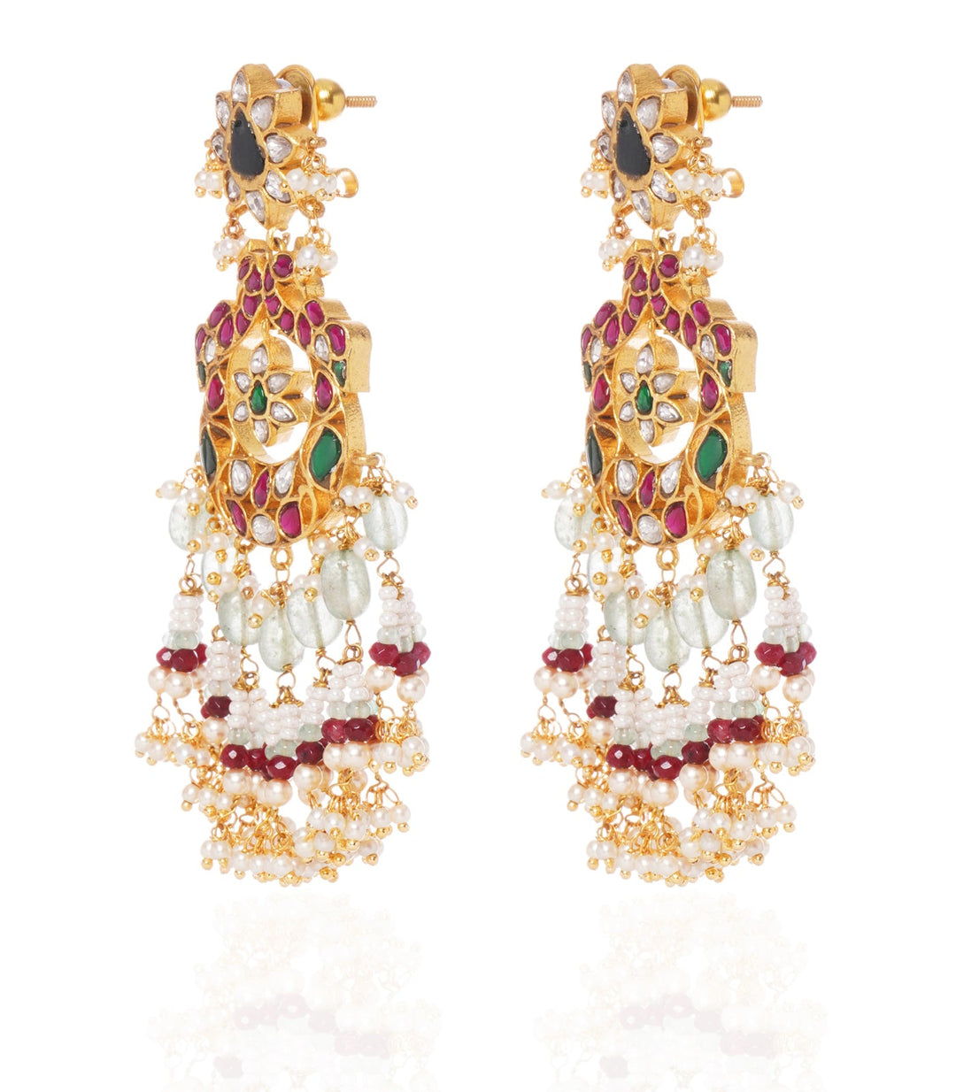 ABHILASHA RED & GREEN  KUNDAN CHANDBALI