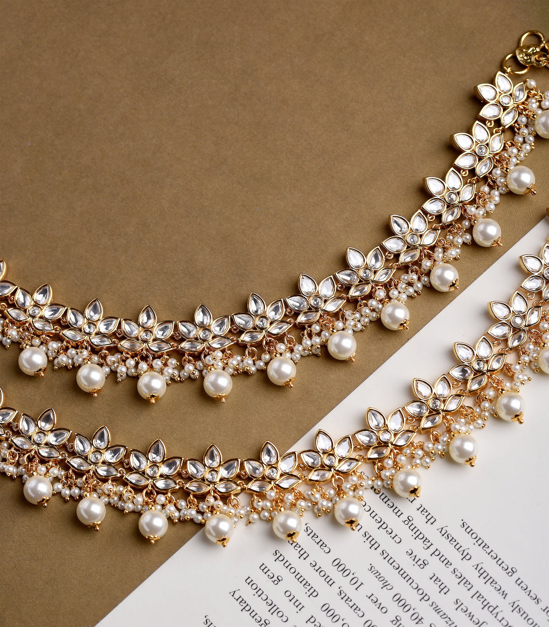 YADAVI POLKI PAYAL WITH PEARLS DROPS