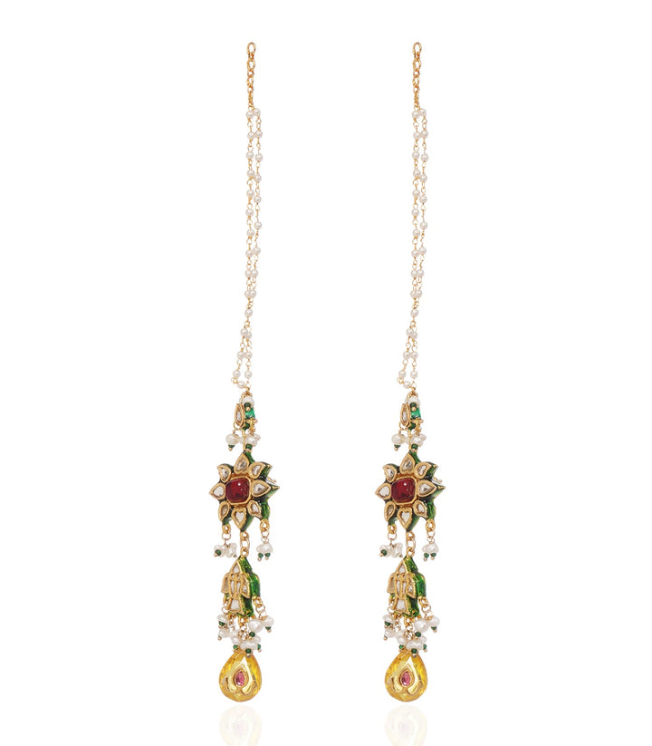 IKSHA RED KUNDAN STATEMENT EARRING