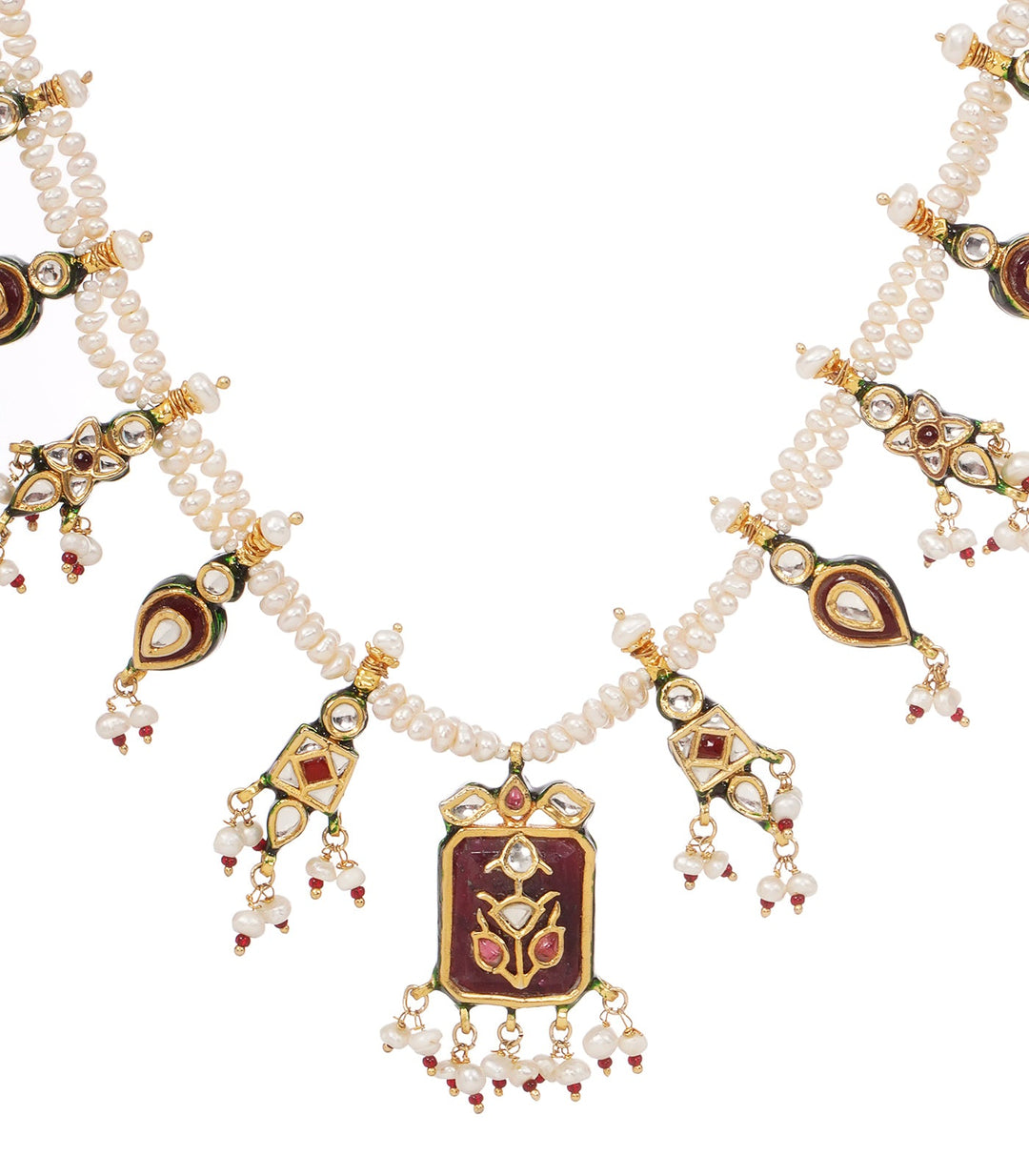 CLAIRE GREEN KUNDAN LONG NECKLACE