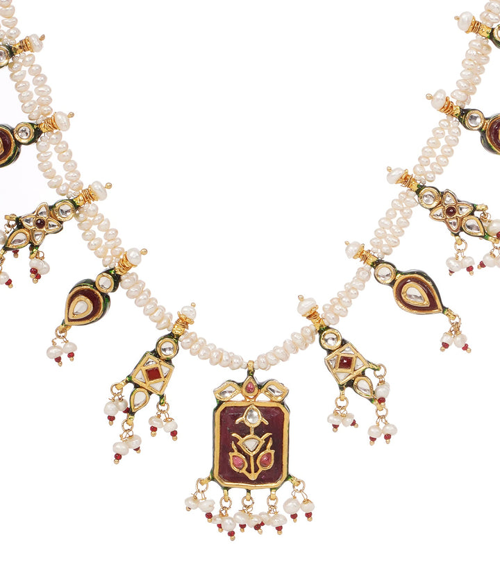 CLAIRE GREEN KUNDAN LONG NECKLACE