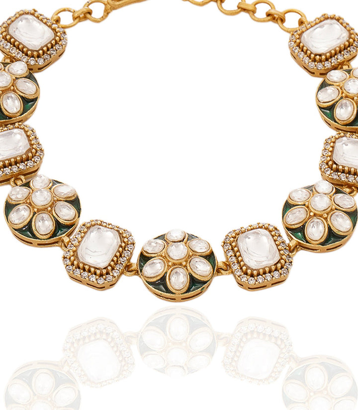CHANDRA GREEN POLKI BRACELET