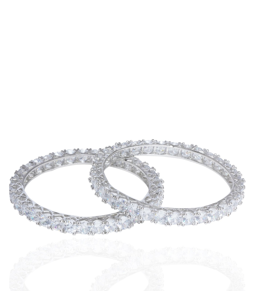 SILVER FINISH ZIRCON BANGLES