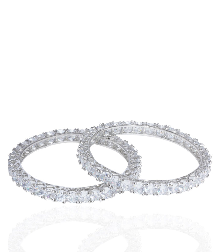 SILVER FINISH ZIRCON BANGLES