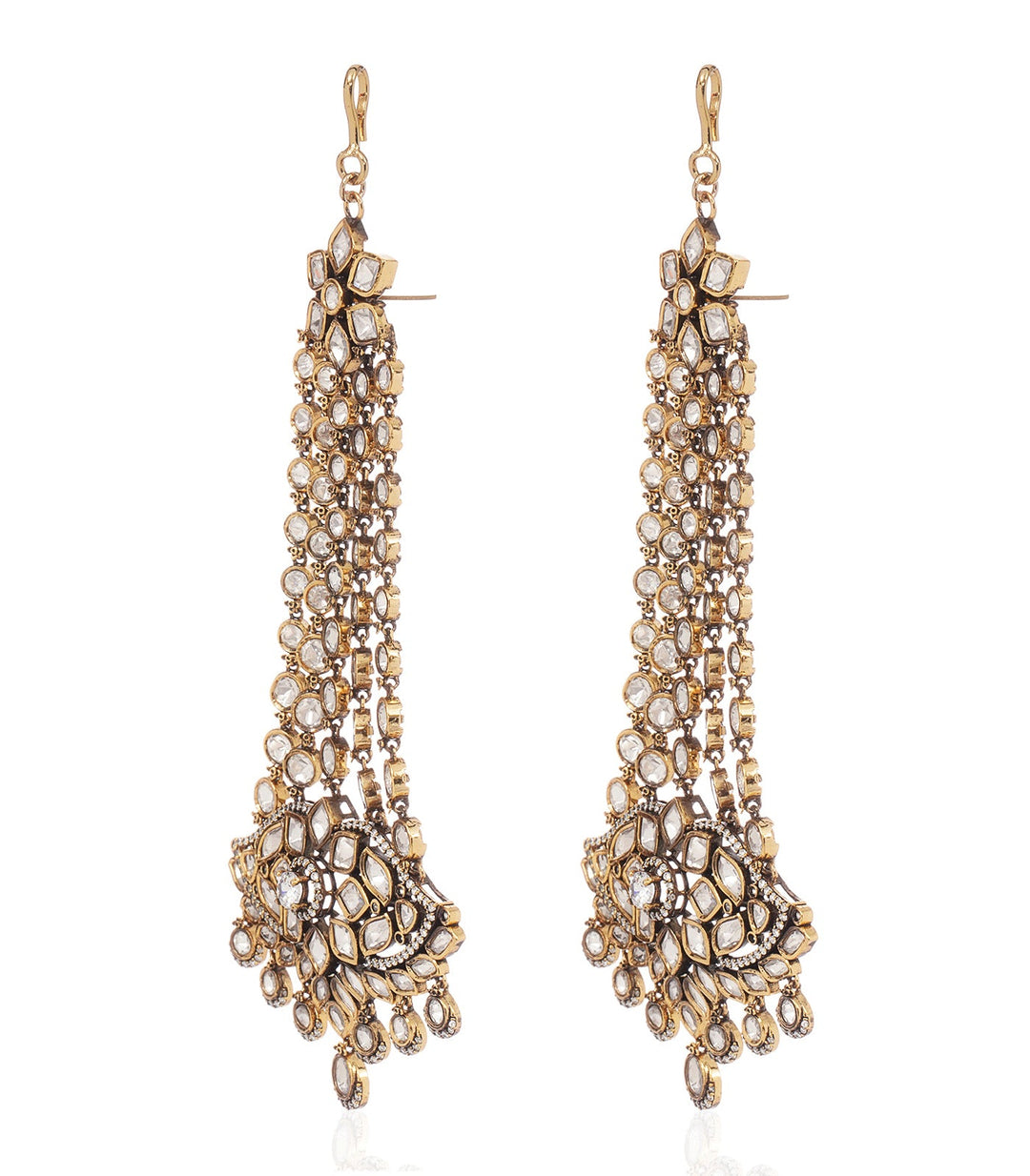 INDU ANTIQUE FINISH KUNDAN STATEMENT EARRING
