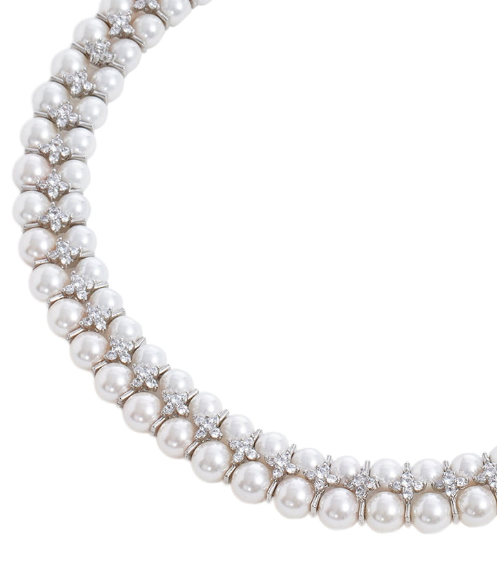 SNEH  SILVER FINISH ZIRCON NECKLACE