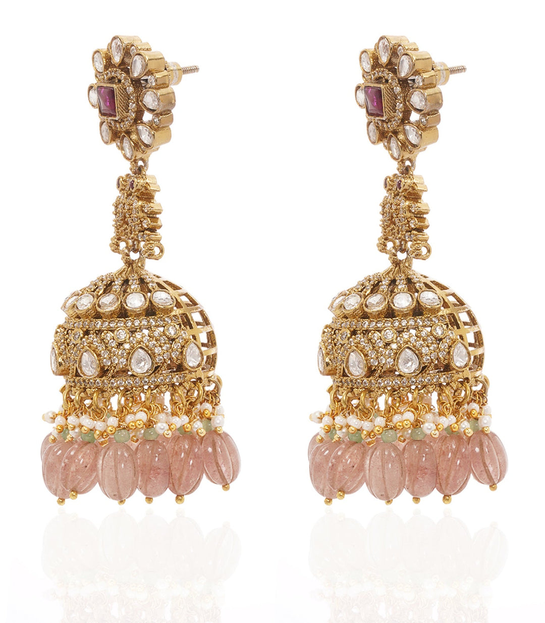 DIVYA PINK POLKI JHUMKA