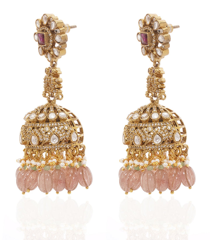 DIVYA PINK POLKI JHUMKA