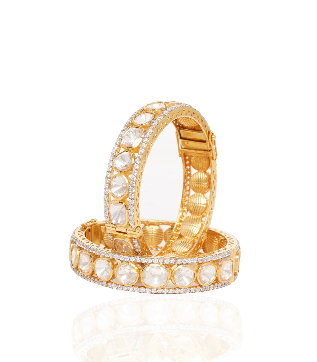 CHANDNI GOLD PLATED SINGLE LINE  MOISSANITE  BANGLES