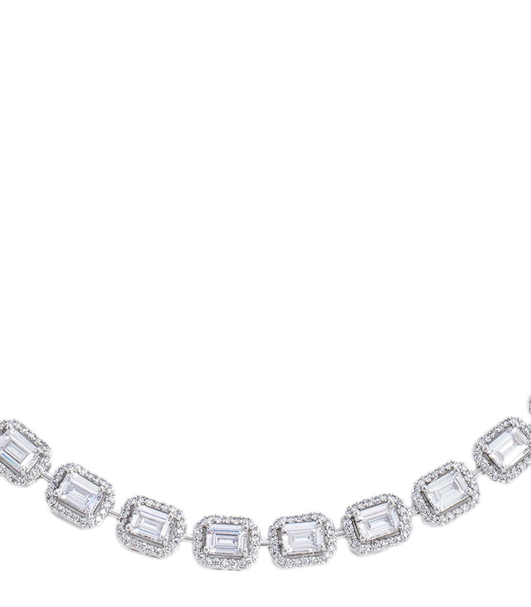 PRISHA SILVER FINISH ZIRCON NECKLACE