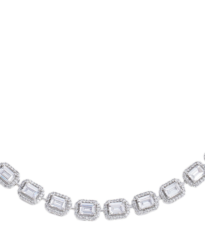 PRISHA SILVER FINISH ZIRCON NECKLACE