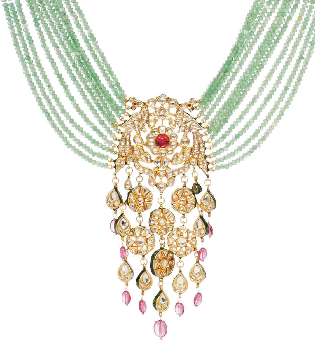 MEHREEN GREEN KUNDAN LONG NECKLACE