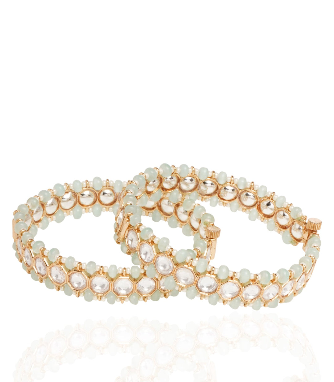 MAWYA MINT SINGLE LINE POLKI BANGLES