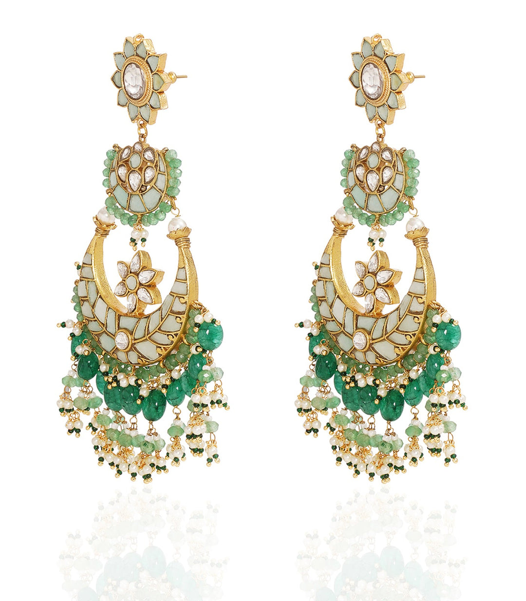NIHAR MINT & GREEN KUNDAN CHANDBALI