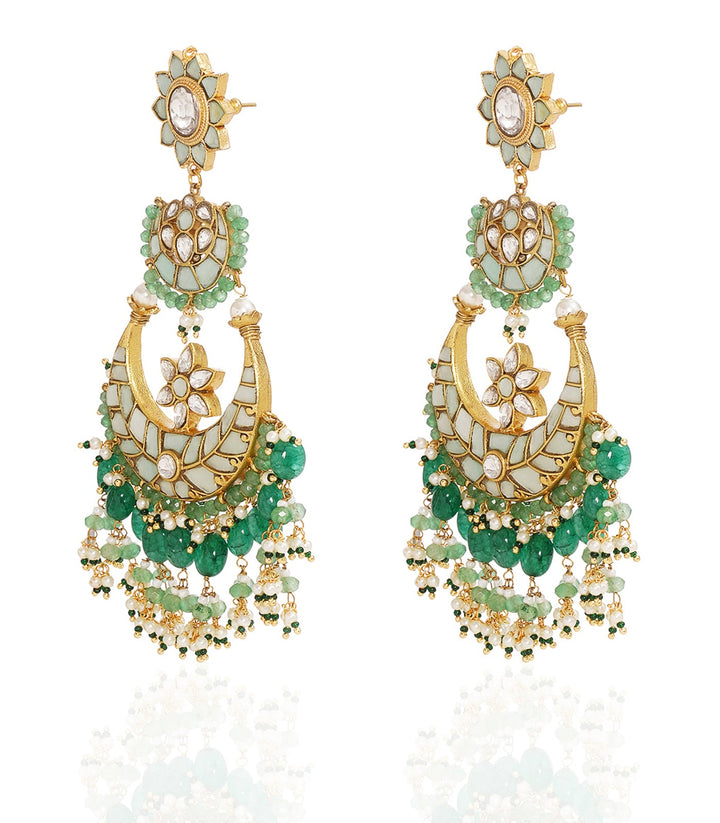 NIHAR MINT & GREEN KUNDAN CHANDBALI