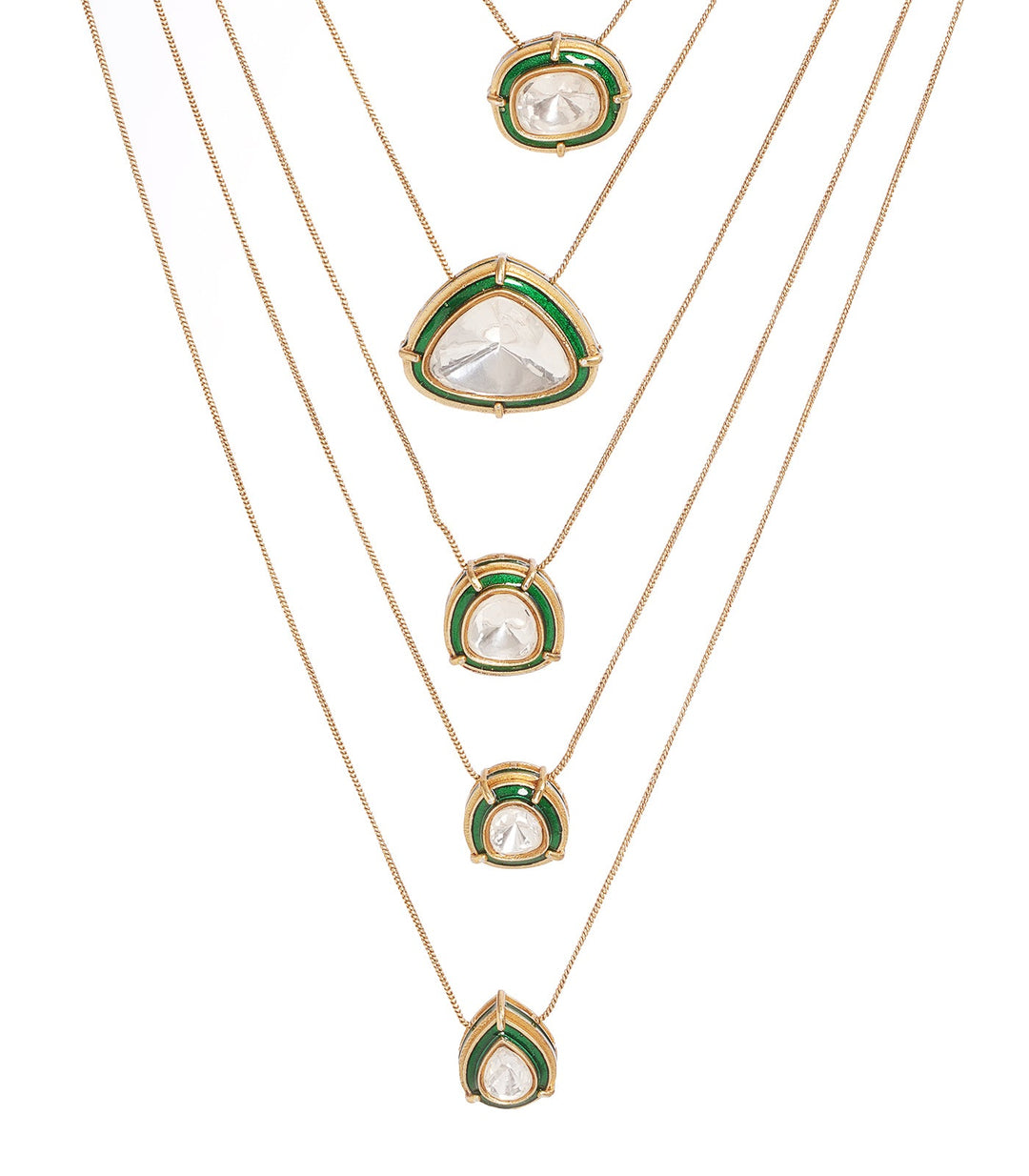 JANVI GREEN POLKI LONG NECKLACE