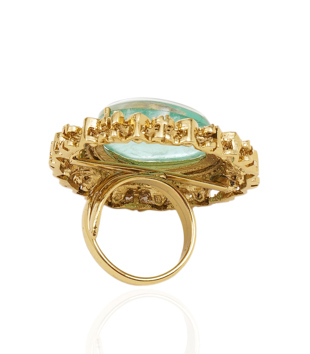 HRIDA MINT GREEN POLKI RING