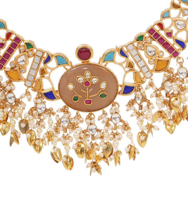 YAMINI NAVRATAN KUNDAN NECKLACE SET