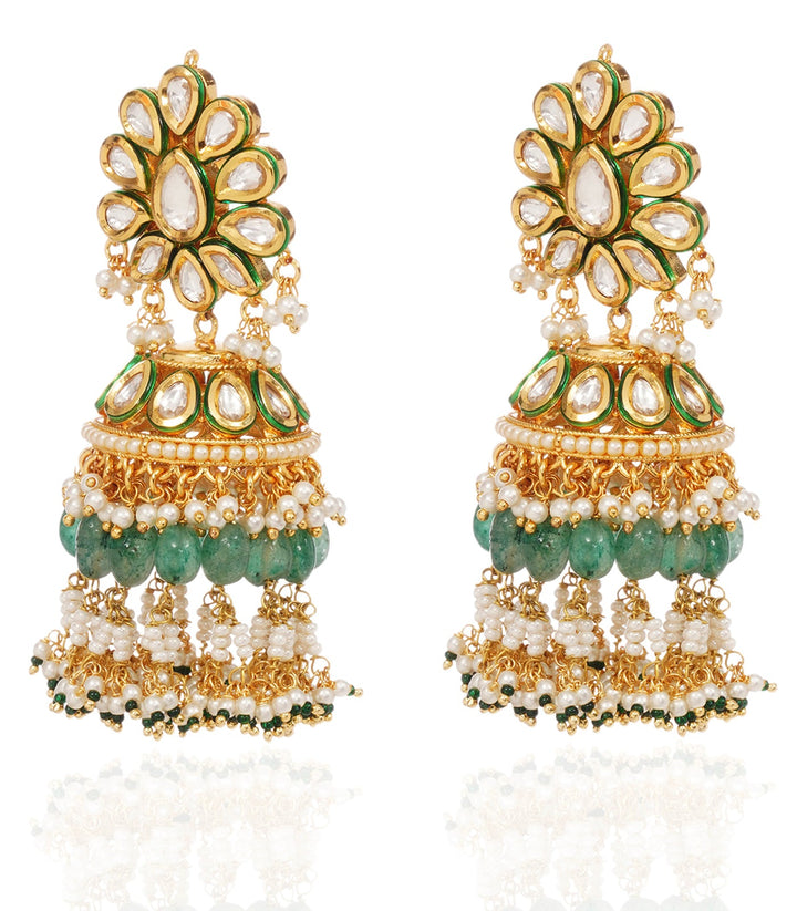 ADWETA GREEN KUNDAN JHUMKA