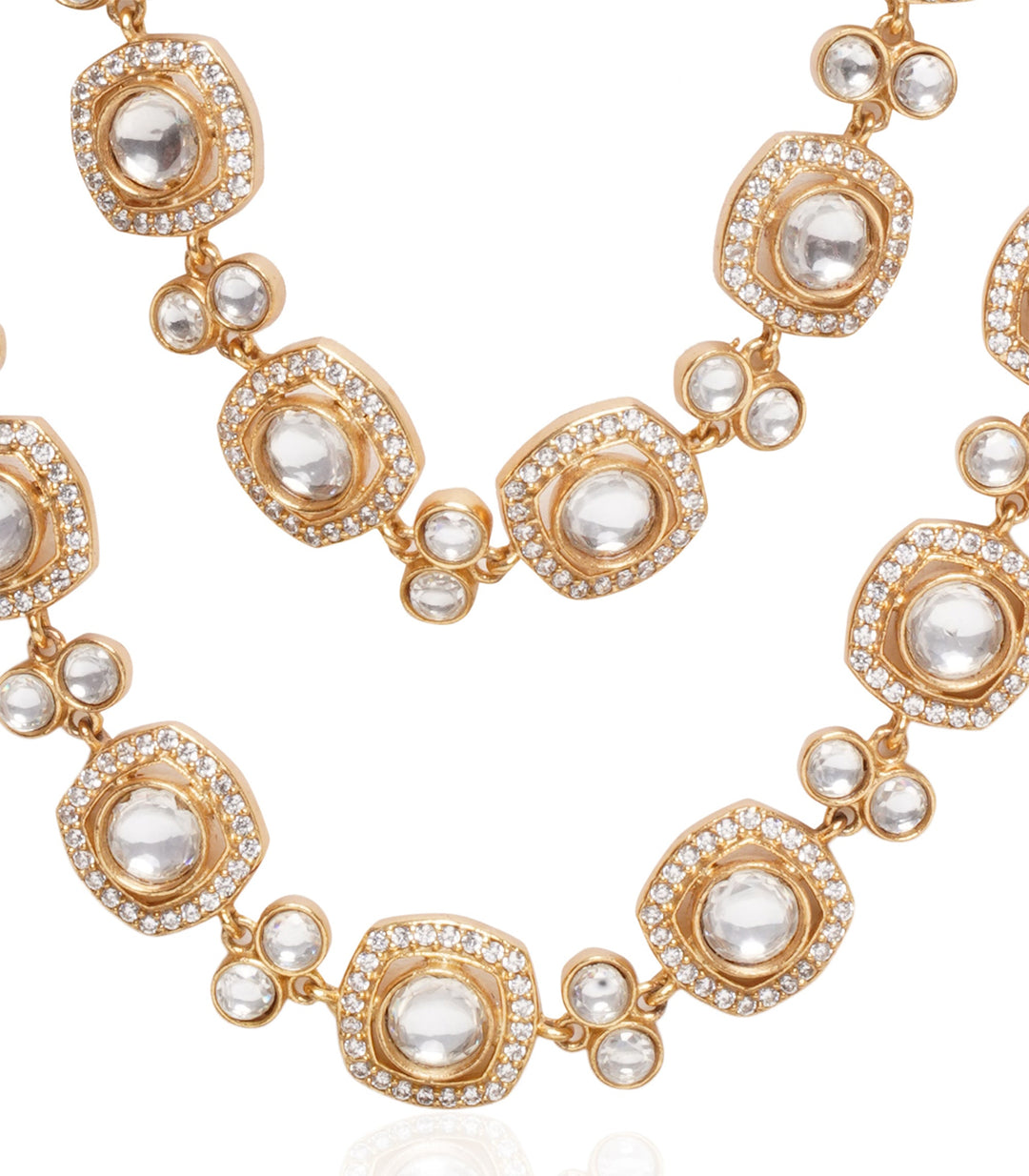 Kaushiki Two Line Polki Necklace Set