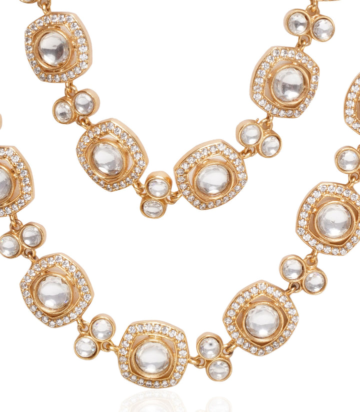 Kaushiki Two Line Polki Necklace Set