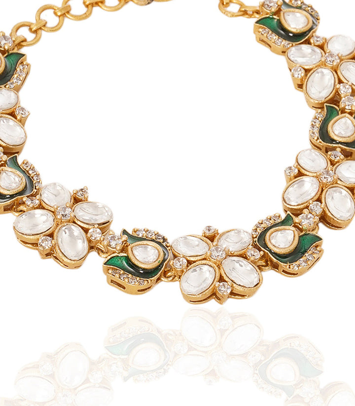 TANVI SILVER FINISH POLKI BRACELET