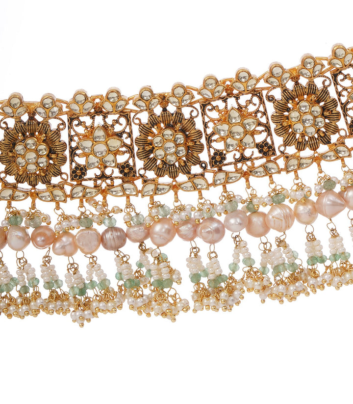 SARITA GOLD PLATED KUNDAN NECKLACE SET