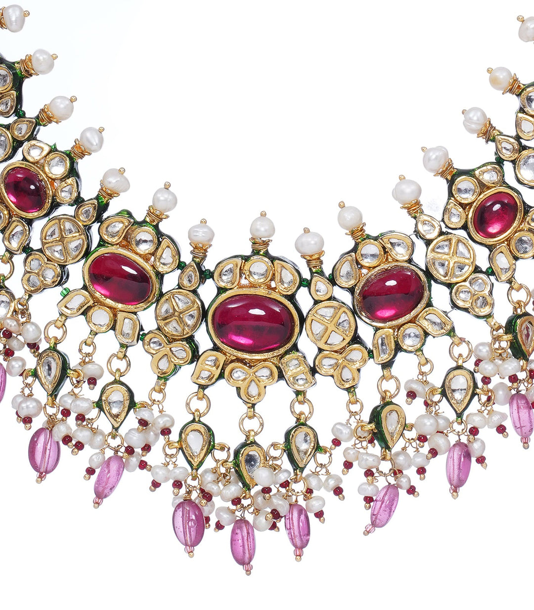 MADHAVI RED KUNDAN NECKLACE SET