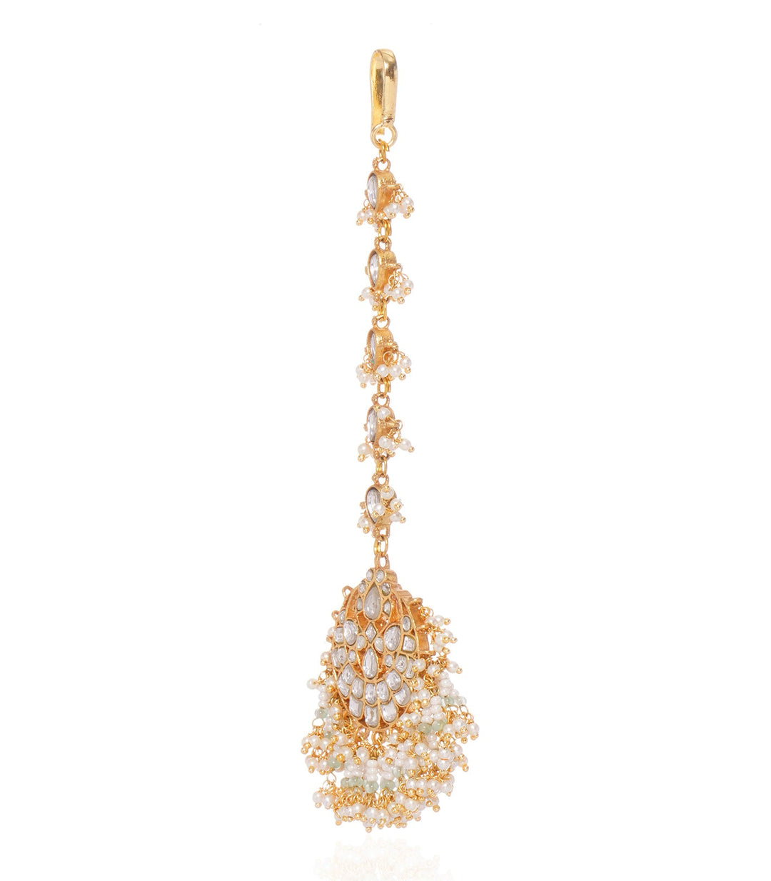 MEGHA WHITE & GREEN  KUNDAN TIKA