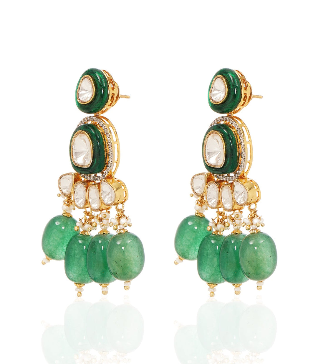 AVANI GREEN POLKI STATEMENT EARRING