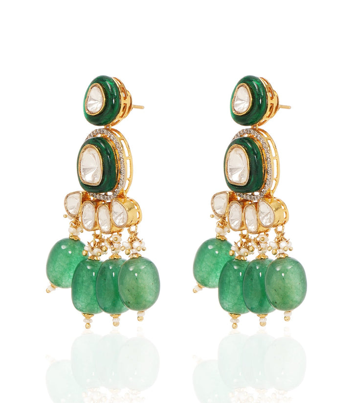 AVANI GREEN POLKI STATEMENT EARRING