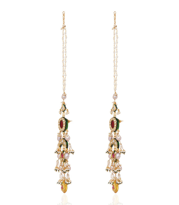 AGANITA RED KUNDAN STATEMENT EARRING