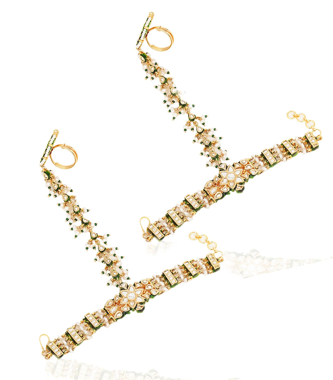 ESHNI GREEN KUNDAN HATHPHOOLS